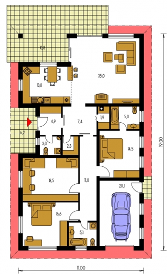 Floor plan of ground floor - BUNGALOW 43